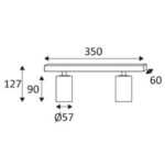 Applique plafonnier 2 spots GU10 blanc mat, IP20, vue complémentaire 2