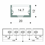 Kit profilé LED noir opaque 20x12 2 m PR-PER2012B-O2 – Image 2