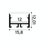 Profilé LED plat aluminium blanc opale 15x12 mm 2 m, finition Blanc RAL 9016, vue complémentaire 1
