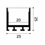 Profilé LED aluminium plat 25x25 mm blanc 2 m opale, finition Blanc RAL 9016, vue complémentaire 1