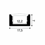 Profilé LED aluminium blanc 17x7 mm 2 m, finition blanc RAL 9016, vue complémentaire 1