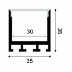 Profilé LED plat 35x35 mm blanc opale 3 m, finition blanc RAL9016, vue complémentaire 1
