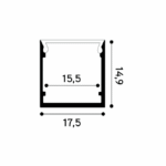 Profilé LED aluminium 17x15 2 m avec diffuseur, configuration visible, vue complémentaire 1