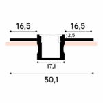 Profilé LED encastrable pour plâtre aluminium, configuration visible, vue complémentaire 1