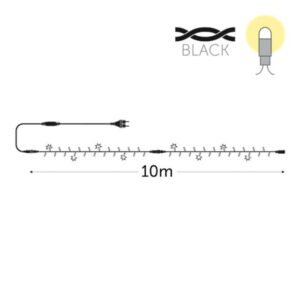 KERSTVERLICHTING - Flashlight LED rubber 10m 100L (20FL) warm white 9W outd 20 conn. (black wire) - FL-R-LED-10-230V-UW