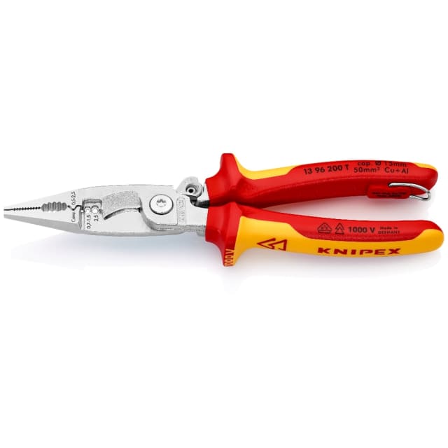 KNIPEX - Pince pour installations électriques Antichute VDE 200mm chromée - 13 96 200 T