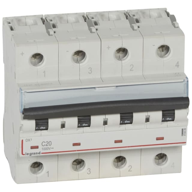 LEGRAND - Disjoncteur 1000Vdc - 20A 2 pôles - 4 modules - 414449
