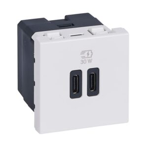 LEGRAND - Mosaic chargeur USB C+C 30W PD - 2 mod - blanc - 077631L