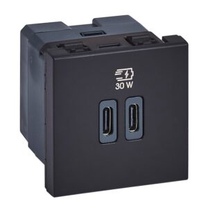 LEGRAND - Mosaic chargeur USB C+C 30W PD - 2 mod - noir - 077633L