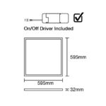Dalle LED encastrable 595x595 mm 32W 3000K, dimensions 595 x 595 mm, vue complémentaire 1