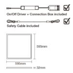 Dalle LED encastrable 595x595 32W 4000K capteur PIR, dimensions 595 x 595 x 32 mm, vue complémentaire 5