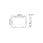 Projecteur LED asymétrique 100W 3CCT IP66 noir, dimensions 300 x 222 x 45 mm, vue complémentaire 1