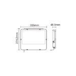 Projecteur LED asymétrique 150W 3CCT IP66 noir, configuration visible, vue complémentaire 1