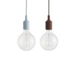 Suspension E27 rouge foncé avec ampoule LED 13334, configuration visible, vue complémentaire 1
