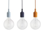 Suspension E27 bleu nuit avec ampoule LED 2W 13332, configuration visible, vue complémentaire 1
