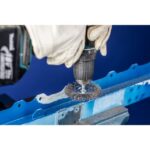 Brosse circulaire sur tige inox ondulé 80 mm, configuration visible, vue complémentaire 2