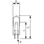 Lampe halogène projection G6.35 150W 7158, configuration visible, vue complémentaire 1