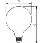 Ampoule LED G120 dimmable E27 5,9W 2700K 806 lm CRI90, finition blanc, vue complémentaire 1