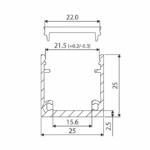 Profilé aluminium pour ruban LED noir mat 5 m, configuration visible, vue complémentaire 1