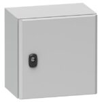 Coffret mural acier porte pleine 1000x800x300, finition gris, vue complémentaire 1