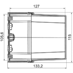 Boîtier industriel ABS étanche 116x116x62 mm, finition gris, vue complémentaire 2