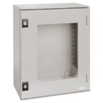 Coffret polyester mural IP66 porte vitrée 430x330x200 mm, configuration visible, vue complémentaire 1