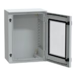 Coffret polyester mural IP66 porte vitrée 430x330x200 mm, configuration visible, vue complémentaire 2