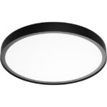 Plafonnier LED rond noir 36 W 3000 K, configuration visible