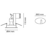 Spot encastré extérieur rond GU10 graphite IP23, configuration visible, vue complémentaire 1