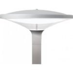 Lampadaire extérieur LED 28W 3000K gris IP66, configuration visible