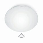 Plafonnier hublot à détection HF mural IP44 RS 16 L, finition Blanc, vue complémentaire 1