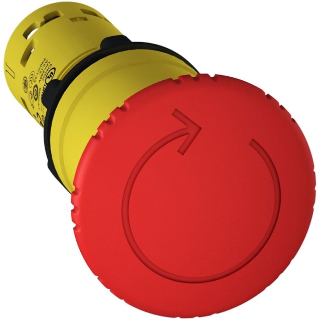 Schneider Automation - Arrêt d'urgence Ø 22 - rouge - tête bombée Ø 40 mm -tourner pour déclencher-1 NC - XB7NS8442