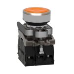 Bouton-poussoir lumineux jaune affleurant Ø22 24V, IP66, vue complémentaire 2