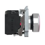Bouton poussoir lumineux rouge affleurant Ø22 24V 1O+1F, configuration visible, vue complémentaire 4