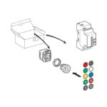 Bouton poussoir sans fil sans pile avec récepteur, configuration visible, vue complémentaire 2