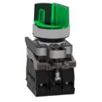 Sélecteur lumineux vert 2 positions 24V Ø22 XB4BK123B5 – Image 2