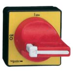 Commande rotative frontale poignée rouge, configuration visible, vue complémentaire 1