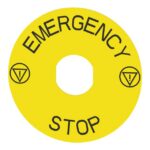 Étiquette arrêt d'urgence jaune Ø90 mm ZBY8330 – Image 2