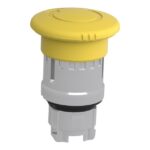 Tête d'arrêt d'urgence jaune à déverrouillage rotatif Ø40, configuration visible, vue complémentaire 1