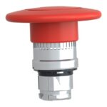 Tête d'arrêt d'urgence rouge Ø60 à déverrouillage rotatif Ø22, configuration visible, vue complémentaire 1