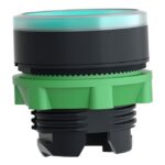Tête bouton-poussoir lumineux verte Ø 22 mm, configuration visible, vue complémentaire 2