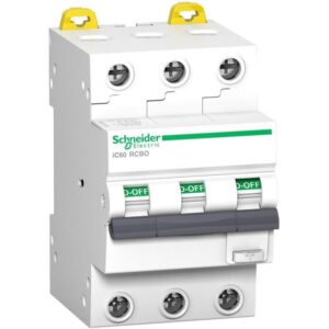 Schneider Distribution - Acti9 iC60 RCBO - 3P - 20 A - C Curve - 10000A/15kA - 30 mA - A type - A9D17320