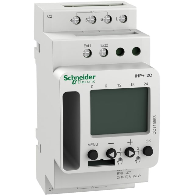 Schneider Distribution - Interrupteur horaire programmable IHP+ 2 canaux smart - CCT15553