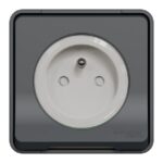 Prise de courant 2P+T en saillie IP55 gris, surface mat, vue complémentaire 1
