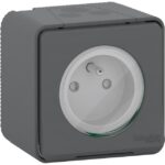 Prise de courant 2P+T en saillie IP55 gris, surface mat, vue complémentaire 8