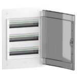 Coffret encastré 3 rangées 18 modules porte transparente, finition blanc, vue complémentaire 1