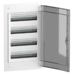 Coffret encastré 4 rangées 18 modules porte transparente, finition blanc, vue complémentaire 1