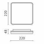 Plafonnier LED carré 12W blanc variable, dimensions 220 x 220 x 48 mm, vue complémentaire 1