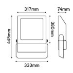Projecteur LED 150W 4000K asymétrique noir ENEC, configuration visible, vue complémentaire 2
