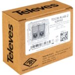 Prise murale double RJ45 Cat6A PoE++ compatible Niko, configuration visible, vue complémentaire 1